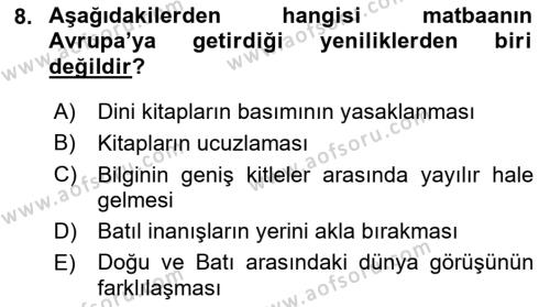 Yeni Türk Edebiyatına Giriş 2 Dersi 2021 - 2022 Yılı (Final) Dönem Sonu Sınavı 8. Soru