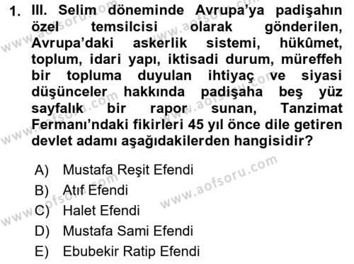 Yeni Türk Edebiyatına Giriş 2 Dersi 2021 - 2022 Yılı Yaz Okulu Sınavı 1. Soru