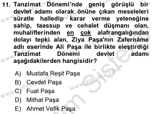 Yeni Türk Edebiyatına Giriş 2 Dersi 2021 - 2022 Yılı Yaz Okulu Sınavı 11. Soru