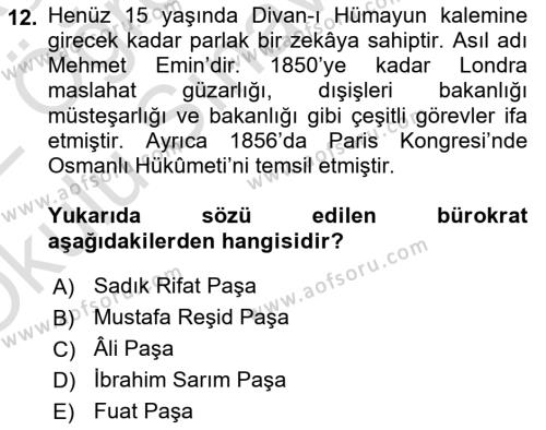 Yeni Türk Edebiyatına Giriş 2 Dersi 2021 - 2022 Yılı Yaz Okulu Sınavı 12. Soru