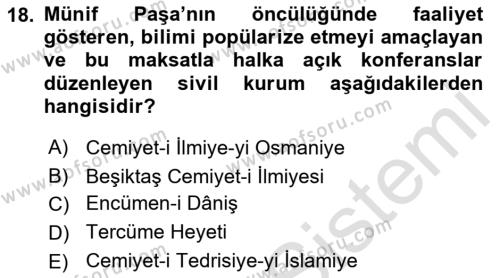 Yeni Türk Edebiyatına Giriş 2 Dersi 2021 - 2022 Yılı Yaz Okulu Sınavı 18. Soru