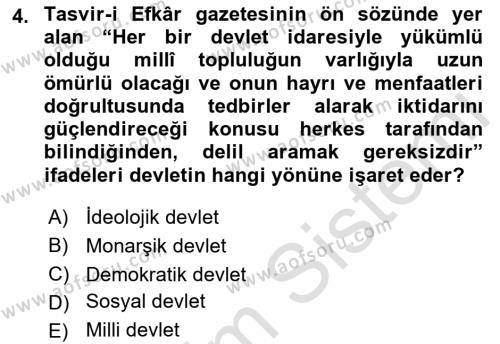 Yeni Türk Edebiyatına Giriş 2 Dersi 2021 - 2022 Yılı Yaz Okulu Sınavı 4. Soru