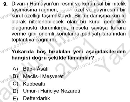 Yeni Türk Edebiyatına Giriş 2 Dersi 2021 - 2022 Yılı Yaz Okulu Sınavı 9. Soru