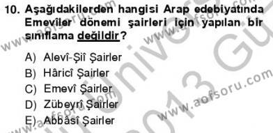 VIII-XIII. Yüzyıllar Türk Edebiyatı Dersi 2012 - 2013 Yılı (Vize) Ara Sınavı 10. Soru