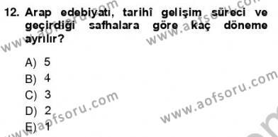 VIII-XIII. Yüzyıllar Türk Edebiyatı Dersi 2012 - 2013 Yılı (Vize) Ara Sınavı 12. Soru