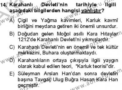 VIII-XIII. Yüzyıllar Türk Edebiyatı Dersi 2012 - 2013 Yılı (Vize) Ara Sınavı 14. Soru