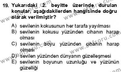VIII-XIII. Yüzyıllar Türk Edebiyatı Dersi 2012 - 2013 Yılı (Final) Dönem Sonu Sınavı 19. Soru