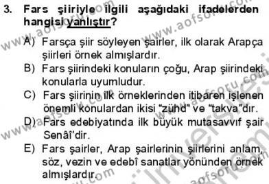VIII-XIII. Yüzyıllar Türk Edebiyatı Dersi 2012 - 2013 Yılı (Final) Dönem Sonu Sınavı 3. Soru