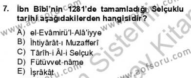 VIII-XIII. Yüzyıllar Türk Edebiyatı Dersi 2012 - 2013 Yılı (Final) Dönem Sonu Sınavı 7. Soru