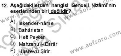 VIII-XIII. Yüzyıllar Türk Edebiyatı Dersi 2013 - 2014 Yılı (Vize) Ara Sınavı 12. Soru