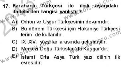 VIII-XIII. Yüzyıllar Türk Edebiyatı Dersi 2013 - 2014 Yılı (Vize) Ara Sınavı 17. Soru