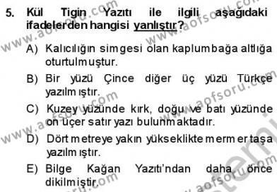 VIII-XIII. Yüzyıllar Türk Edebiyatı Dersi 2013 - 2014 Yılı (Vize) Ara Sınavı 5. Soru