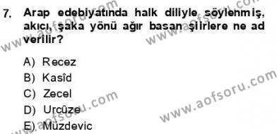 VIII-XIII. Yüzyıllar Türk Edebiyatı Dersi 2013 - 2014 Yılı (Vize) Ara Sınavı 7. Soru