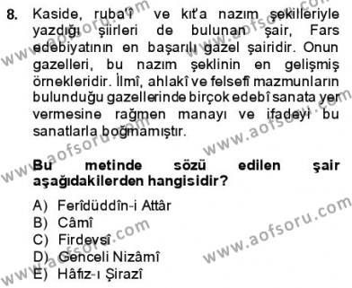 VIII-XIII. Yüzyıllar Türk Edebiyatı Dersi 2013 - 2014 Yılı (Vize) Ara Sınavı 8. Soru