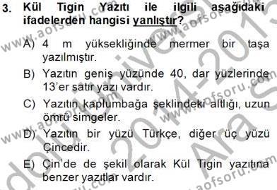 VIII-XIII. Yüzyıllar Türk Edebiyatı Dersi 2014 - 2015 Yılı (Vize) Ara Sınavı 3. Soru