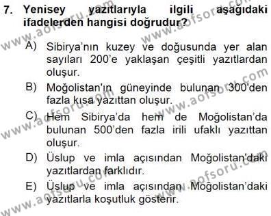 VIII-XIII. Yüzyıllar Türk Edebiyatı Dersi 2015 - 2016 Yılı (Vize) Ara Sınavı 7. Soru