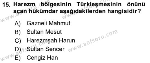 VIII-XIII. Yüzyıllar Türk Edebiyatı Dersi 2019 - 2020 Yılı (Final) Dönem Sonu Sınavı 15. Soru