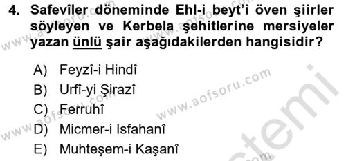 VIII-XIII. Yüzyıllar Türk Edebiyatı Dersi 2020 - 2021 Yılı Yaz Okulu Sınavı 4. Soru