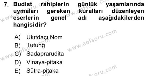 VIII-XIII. Yüzyıllar Türk Edebiyatı Dersi 2020 - 2021 Yılı Yaz Okulu Sınavı 7. Soru