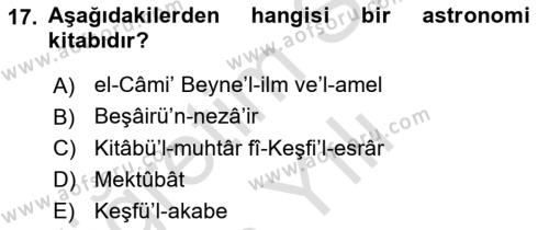 VIII-XIII. Yüzyıllar Türk Edebiyatı Dersi 2022 - 2023 Yılı Yaz Okulu Sınavı 17. Soru