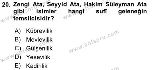 VIII-XIII. Yüzyıllar Türk Edebiyatı Dersi 2022 - 2023 Yılı Yaz Okulu Sınavı 20. Soru