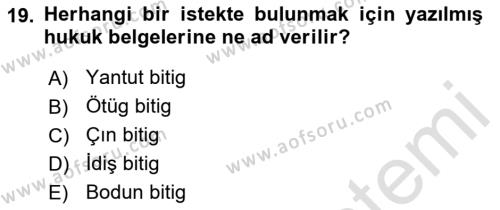 VIII-XIII. Yüzyıllar Türk Edebiyatı Dersi 2023 - 2024 Yılı (Vize) Ara Sınavı 19. Soru