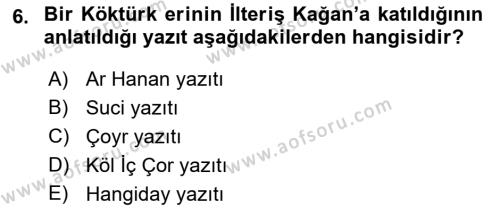 VIII-XIII. Yüzyıllar Türk Edebiyatı Dersi 2023 - 2024 Yılı (Vize) Ara Sınavı 6. Soru