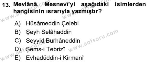 VIII-XIII. Yüzyıllar Türk Edebiyatı Dersi 2023 - 2024 Yılı Yaz Okulu Sınavı 13. Soru