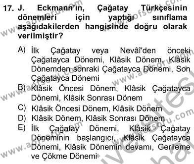 XIV-XV. Yüzyıllar Türk Edebiyatı Dersi 2012 - 2013 Yılı (Vize) Ara Sınavı 17. Soru