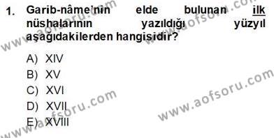 XIV-XV. Yüzyıllar Türk Edebiyatı Dersi 2014 - 2015 Yılı (Final) Dönem Sonu Sınavı 1. Soru