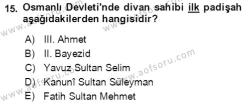 XIV-XV. Yüzyıllar Türk Edebiyatı Dersi 2018 - 2019 Yılı 3 Ders Sınavı 15. Soru