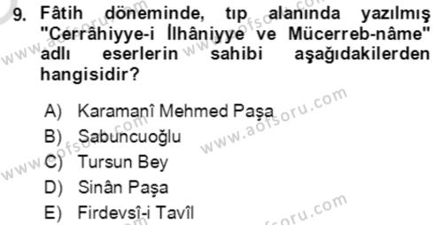 XIV-XV. Yüzyıllar Türk Edebiyatı Dersi 2020 - 2021 Yılı Yaz Okulu Sınavı 9. Soru