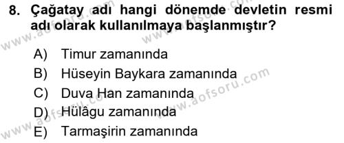 XIV-XV. Yüzyıllar Türk Edebiyatı Dersi 2023 - 2024 Yılı (Vize) Ara Sınavı 8. Soru