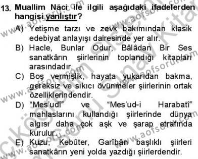 Tanzimat Dönemi Türk Edebiyatı 1 Dersi 2012 - 2013 Yılı (Final) Dönem Sonu Sınavı 13. Soru