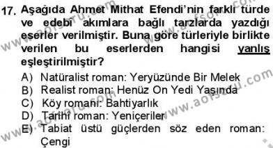 Tanzimat Dönemi Türk Edebiyatı 1 Dersi 2012 - 2013 Yılı (Final) Dönem Sonu Sınavı 17. Soru