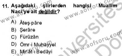 Tanzimat Dönemi Türk Edebiyatı 1 Dersi 2013 - 2014 Yılı (Final) Dönem Sonu Sınavı 11. Soru