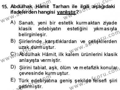 Tanzimat Dönemi Türk Edebiyatı 1 Dersi 2013 - 2014 Yılı (Final) Dönem Sonu Sınavı 15. Soru