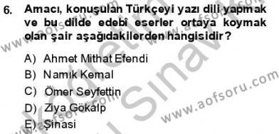 Tanzimat Dönemi Türk Edebiyatı 1 Dersi 2013 - 2014 Yılı (Final) Dönem Sonu Sınavı 6. Soru