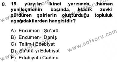 Tanzimat Dönemi Türk Edebiyatı 1 Dersi 2013 - 2014 Yılı (Final) Dönem Sonu Sınavı 8. Soru