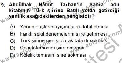 Tanzimat Dönemi Türk Edebiyatı 1 Dersi 2015 - 2016 Yılı (Final) Dönem Sonu Sınavı 9. Soru