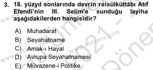 Tanzimat Dönemi Türk Edebiyatı 1 Dersi 2021 - 2022 Yılı (Final) Dönem Sonu Sınavı 3. Soru