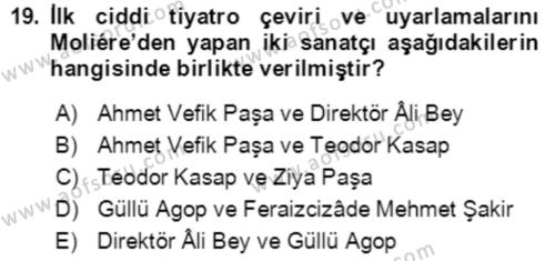 Tanzimat Dönemi Türk Edebiyatı 1 Dersi 2022 - 2023 Yılı (Final) Dönem Sonu Sınavı 19. Soru