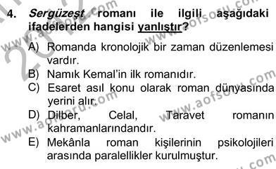 Tanzimat Dönemi Türk Edebiyatı 2 Dersi 2012 - 2013 Yılı (Vize) Ara Sınavı 4. Soru