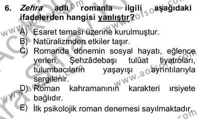 Tanzimat Dönemi Türk Edebiyatı 2 Dersi 2012 - 2013 Yılı (Vize) Ara Sınavı 6. Soru