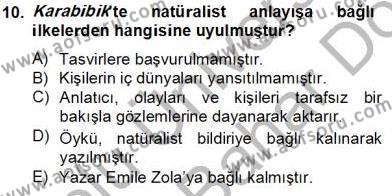 Tanzimat Dönemi Türk Edebiyatı 2 Dersi 2012 - 2013 Yılı (Final) Dönem Sonu Sınavı 10. Soru