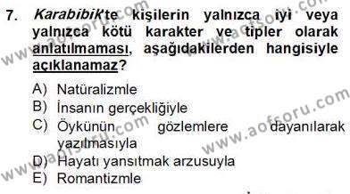 Tanzimat Dönemi Türk Edebiyatı 2 Dersi 2012 - 2013 Yılı (Final) Dönem Sonu Sınavı 7. Soru