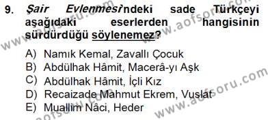 Tanzimat Dönemi Türk Edebiyatı 2 Dersi 2012 - 2013 Yılı (Final) Dönem Sonu Sınavı 9. Soru