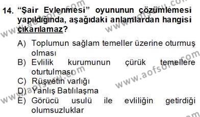 Tanzimat Dönemi Türk Edebiyatı 2 Dersi 2013 - 2014 Yılı (Final) Dönem Sonu Sınavı 14. Soru