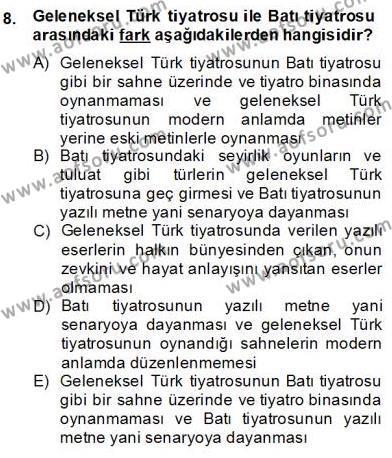 Tanzimat Dönemi Türk Edebiyatı 2 Dersi 2013 - 2014 Yılı (Final) Dönem Sonu Sınavı 8. Soru