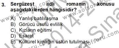 Tanzimat Dönemi Türk Edebiyatı 2 Dersi 2014 - 2015 Yılı (Vize) Ara Sınavı 3. Soru